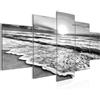 Runa Art - Quadri Tramonto Spiaggia 200 x 100 cm 5 Pezzi XXL Decorazione Murale Design Nero Bianco 023751c