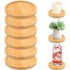 RAFIYU 6 portacandele a pilastro, rotondi, piattini decorativi, in bambù, per candele, sottobicchieri, portacandele decorativi, per soggiorno, candelabri, portacandele