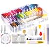 MIAHART Kit filo da ricamo da 158 pezzi, include 57 fili da ricamo colorati con scatola organizer, kit di strumenti a punto croce da 101 pezzi per la creazione di stringhe per braccialetti