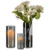 Hewory Vaso Vetro Cilindrico Vaso Fiori: Hewory 3 Vasi Vetro per Candele Galleggianti, Nero Vasi Decorativi Interno Moderni Grigio per Pampas Centrotavola Soggiorno, 15/20/25
