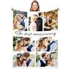 Gudina Coperta Personalizzata con Foto e Testo del Nome, 1-9 Collage di Foto, Flanella Morbida, Regali per Mamma, Papà, Fidanzata, Fidanzato, Bambino (7 Foto)