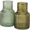 ReWu Set di 3 Vasi Decorativi in Vetro a Forma di Bottiglia Con Colori Verde, Verde Scuro e Chiaro