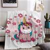 HZVRTN Coperta a forma di unicorno, in flanella, per bambini, colore rosa, per ragazze, morbida, ideale come regalo di compleanno, divano, letto, coperta in pile (unicorno I, 150 x 200 cm)