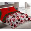 Tata Home Trapunta Invernale Piazza Mezza in Calda Morbida Microfibra Piumone Piumino Autunno Inverno Coperta Letto Trapuntata Fantasia Tirolese Misura 220x260 cm Dis.4 Patchwork Rosso