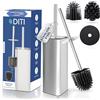 DITI Spazzola per WC in Silicone Argento - Scopino per WC in Acciaio Inox Antiruggine - Spazzola Quadrata per WC con Supporto e Paraschizzi Incl. 2 Testine di Ricambio - Spazzola Antibatterica per WC