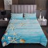 Loussiesd Coperta trapuntata da spiaggia con stelle marine trapuntate oceano marino a tema trapuntato copriletto creature marine Set di copriletti hawaiani Sealife trapuntato 3 pezzi260x240cm