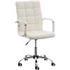 CLP Sedia Ufficio Deli V2 in Similpelle E Metallo I Sedia Lavoro Girevole Regolabile con Braccioli I Poltroncina Studio, Colore:Bianco