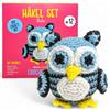 MIJOMA Set uncinetto animali per principianti e avanzati - Kit fai da te Amigurumi con istruzioni, lana, ferri e accessori - Pacchetto uncinetto per bambini e adulti (Gufo (8,5x6x8,5cm))