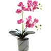 Generico Orchidea Artificiale Viola a Due Punte con 12 Petali in Vaso Fiore Decorativo Phalaenopsis Bianco Finta Orchidea Arancione Realistica Decorazione a Farfalla Bianca Simulata in Vaso (purple)