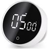GeeRic Timer da Cucina Digitale, 199 Min Rotante Timer Display Grande Supporto/Retro Magnetico Silenzioso Orologio Assistente Gestione Tempo Scrivania Timer Visivo per Cottura,Aula,Ufficio Bianco
