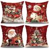 ZJILIXIA 4 Pezzi Federe Decorative Natalizie,Federe Cuscini Natalizi 40x40cm/45x45cm,Federa per Cuscino in Lino,Tema Natale Copricuscini,Per La Casa Addobbi Soggiorno Sedia Decorativi (B-45x45cm)