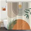 ASDCXZ Boho - Tende da doccia 180 x 200 cm, astratto moderno Boho foglie di sole e luna, beige, tende da doccia lavabili in tessuto, tende da doccia impermeabili con 12 ganci
