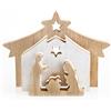 Logbuch-Verlag Piccolo presepe in legno, 20 x 14 cm: decorazioni Natale casa, natività con Maria Giuseppe e Gesù Bambino, set natalizio da tavolo naturale bianco marrone
