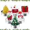 WOXFUWOXFU Candele Natalizie con Tea Light, Set di 6-6 Motivi Fatte a Mano e Senza Fumo: Babbo Natale, Pupazzo di Neve, Albero - Per Corona d'Avvento, Tavolo e Regalo