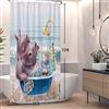 SDOTPMT 90x180cm Carino Hippo Showering Doccia Tenda Divertente Cartoon Animale Seaside Scenery Bath Curtain Tenda da bagno moderna di moda per bambini Bagno Decor con ganci