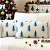JOTOM Set di 2 Federe per Cuscini Natalizi 30 x 50 cm, con Stampa su Entrambi i lati, Decorative per Divano, Letto e Divano, Decorazione Invernale per Casa, Divano e letto (Albero blu Invernale)