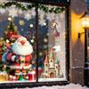 Hianjoo Grandi Vetrofanie Natalizie, 35,4'' * 11,8'' Adesivi per Finestre Natale Statici per Finestre, con Babbo Natale, Renna e Castello, per Interni, Graziose Decorazioni per Finestre