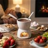 MIJOMA Mini set per fonduta di cioccolato - Scopri il puro piacere del cioccolato - Design alla moda ed elegante in bianco, con 2 forchette per fonduta, ideale per biscotti e frutta, ceramica, 10 x 9
