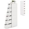 KOMFOTTEU Carrellino Stretto con Ruote, Cassettiera 3/4/5/6 Cassetti Slim, Carrello Portaoggetti a Rotelle, Mobiletto Bagno Salvaspazio per Cucina, Soggiorno, Camera da Letto, Bianco (6 Cassetti)