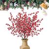 KARELLS Bacche di Agrifoglio Rosse Finte,10 PCS Bacche Rosse Ghiacciate,Bacche Ghiacciate di Natale,Natale Decorazioni Artificiale,Holly Berry Red Natalizie,Bacche Rosse,Bacche di Agrifoglio Rosse