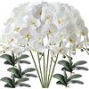 FagusHome 6 Pz Fiori Orchidea Phalaenopsis Fiori Artificiali 80cm con 5 Pz Foglie d'orchidea phalaenopsis Artificiale Fiori Finti