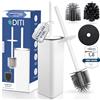DITI - Scopino per WC in silicone e acciaio inox, antibatterico con elegante portascopino quadrato, scopino per WC in silicone con paraspruzzi, scopino per WC (bianco)