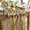 Artoid Mode - Runner da tavolo in tulle di gaza nero e oro con fiori di dalia, 70x300 cm, decorazione per la cucina, decorazione per interni, decorazione per feste e vacanze