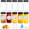 Amentalove 10 Pcs Bottiglie di Succo di Vetro, 2oz /60ml Mini Bottiglie Vetro,Bottigliette di vetro Piccole per Liquori Alcolici, Mini Bottiglie per Shot con Imbuti Adesivi per Succo di Latte Zenzero