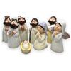 MIJOMA Bellissime figure per presepe di Natale - Figure in pietra artificiale dipinte a mano - Perfetta decorazione natalizia in vari set e stili disponibili (8 pezzi - 12 cm di altezza)