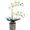 Generico Orchidea Artificiale Viola a Due Punte con 12 Petali in Vaso Fiore Decorativo Phalaenopsis Bianco Finta Orchidea Arancione Realistica Decorazione a Farfalla Bianca Simulata in Vaso (white)