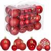 Guidre Palline di Natale Rosse, 50 pezzi 3 4 6 cm Palline Albero di Natale, Addobbi Natalizi Albero di Natale Palle di Natale con Cordino per Natalizie, Matrimoni, Feste Compleanno