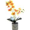 Generico Orchidea Artificiale Viola a Due Punte con 12 Petali in Vaso Fiore Decorativo Phalaenopsis Bianco Finta Orchidea Arancione Realistica Decorazione a Farfalla Bianca Simulata in Vaso (orange)
