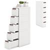 KOMFOTTEU Carrellino Stretto con Ruote, Cassettiera 3/4/5/6 Cassetti Slim, Carrello Portaoggetti a Rotelle, Mobiletto Bagno Salvaspazio per Cucina, Soggiorno, Camera da Letto, Bianco (5 Cassetti)