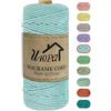 Uiopa Corda Macrame 3mm x 100m, Macramè Filo Natural Cotone, Spago Colorato Corda per Uncinetto, Arazzo da Parete, Appendiabiti per Piante, Decorazione di Natale Festa (Azzurro)