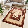 TAPISO Atlas Tappeto Salotto Moderno Pelo Corto Design Astratto Motivo Geometrico Cornice tonalità Marrone Beige Chiaro Oeko-Tex Soggiorno Sala Camera Ufficio 130 x 190 cm