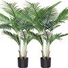 Fopamtri Noce di Betel Artificiale 110 cm Palma Finta con 10 Tronchi Decorazione Moderna per Interni ed Esterni Piante in Vaso per Ufficio a Casa (2 Pezzi)