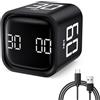 Milgeol Milgeo - Timer con Sensore di Gravità, Timer Pomodoro, Strumento di Gestione Del Tempo, Cubo per Adhs, Lavoro, Ufficio, Studio, Attività, Bambini, Cucina, Sport (nero)