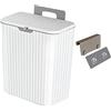 F Fityle Pattumiera da Cucina Sospesa con Coperchio, Compatta da Appendere per Camera da Letto, Armadio, Bagno, Bianco 9L