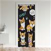 Loussiesd Tenda per porta del cane per porta privacy carino cartone animato Corgidella porta tenda amante del cane cucciolo tende termiche isolate per camera da letto divisorio tenda copertura 86 x 203cm