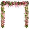 Syhood 4 Pezzi 26 Feet Ghirlanda di Glicine Artificiale Fiori Artificiali Vite di Glicine di Seta di Nozze Vite di Glicine Artificiale Fiore Appeso Ghirlanda di Glicine Finto per Giardino (Rosa)