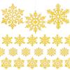 Becellen 24 Pezzi Fiocchi di Neve Natalizie, Carta Brillantini Decorazioni Natale Inverno Fiocchi di Neve Appendere Addobbi Ornamenti per Albero di Natale