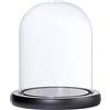perfk Cupola di Vetro Vaso Forma di Campana di Vetro con Legno, Nero C