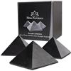 Heka Naturals Piramide di Shungite Levigata Pietra Nera Set di 3 | 10 cm - Decorazioni Casa Shungite Pietre Naturali Prodotti - Pietre Chakra Cristalli Curativi Meditazione