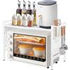 HUOLE Scaffale per Microonde a 2 Livelli, supporto estensibile, mensola in bambù per forno, scaffale multifunzionale da appendere
