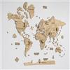 Creatifwood Mappa del Mondo in Legno 2D da Parete - Decorazione Murale Naturale - Planisfero in Legno - Kit DIY con Adesivi Inclusi - Idea Regalo per Amanti dei Viaggi (Light, 100L x 70l cm)