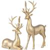 KI Store 2 Pezzi Statuetta di Renna, Sculture di Animali, Statue Decorative Grandi, 20/30cm, Figura Decorativa di Cervo, Decorazione Natalizia di Renna, Renna in Resina Artificiale (Oro)