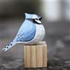 TALKLEK Statuette di uccelli in legno intagliate a mano, statua creativa di piccoli uccelli per la decorazione della casa, regali per gli amanti degli uccelli (Blue Jay)