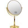 Ohotecy Specchio da Trucco 20 cm con Ingrandimento 1/10X Specchio Cosmetico AISI304 Grande Piano da Tavolo Girevole su due Lati con Finitura Cromata