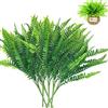 BITEFU Pianta artificiale Erba persiana Felce Piante finte Piante di Plastica Verde Decorazione Interno Esterno Appeso Cesto Filler 6 mazzi 7 Forchetta Felce Persiana