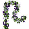 Floweroyal 2 Pacchi Ghirlande di fiori artificiali 15.8FT Viti di Rose Finte Fiori di Seta Edera Rosa Appesa per la Decorazione Della Parete del Giardino di Casa Della Festa Dell'Arco di Nozze (Viola)